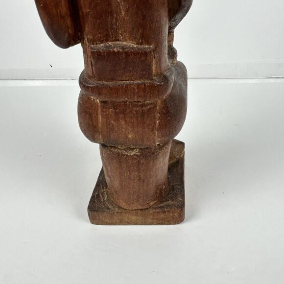 African Wood Carved Statue Sitting Man Uganda Kikan Gala 14” Vintage? Wooden - Picture 14 of 16